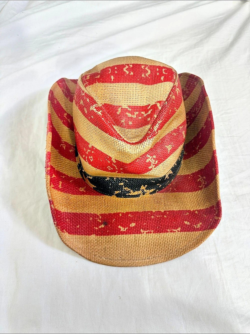 Milani Striped Straw Fedora in Red & Brown